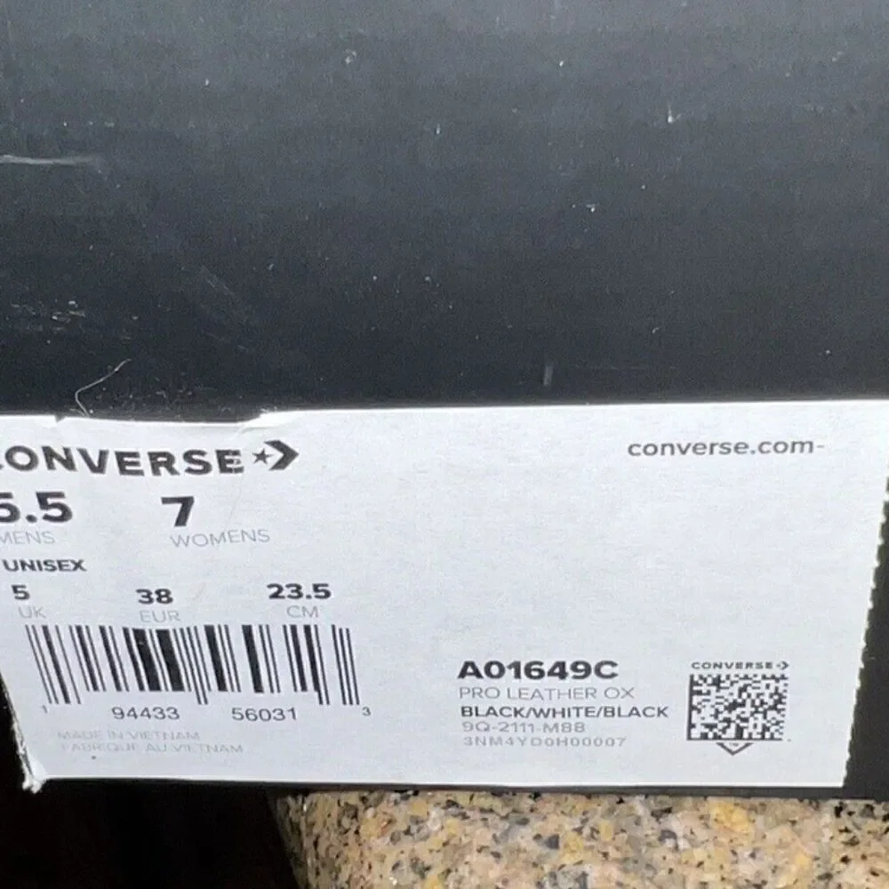 Converse Pro Leather Low It's Possible A01649C Black Sneakers Women's 7 New